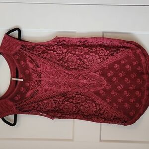 Free People Lace Sleeveless Top - Cranberry Size M